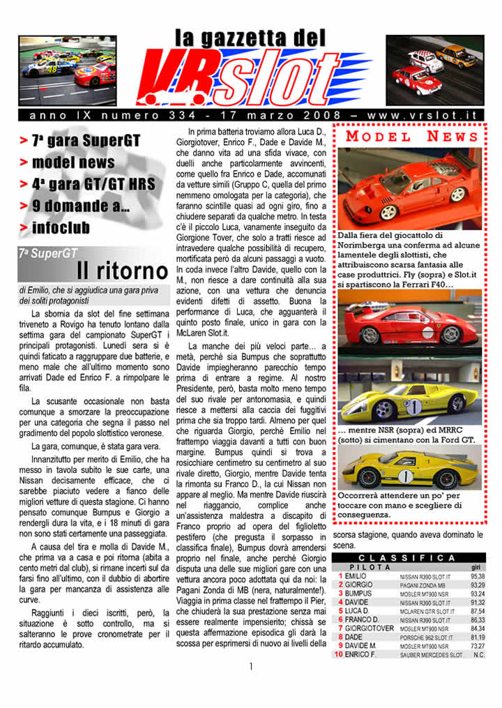 gazzetta del vr slot nr 334